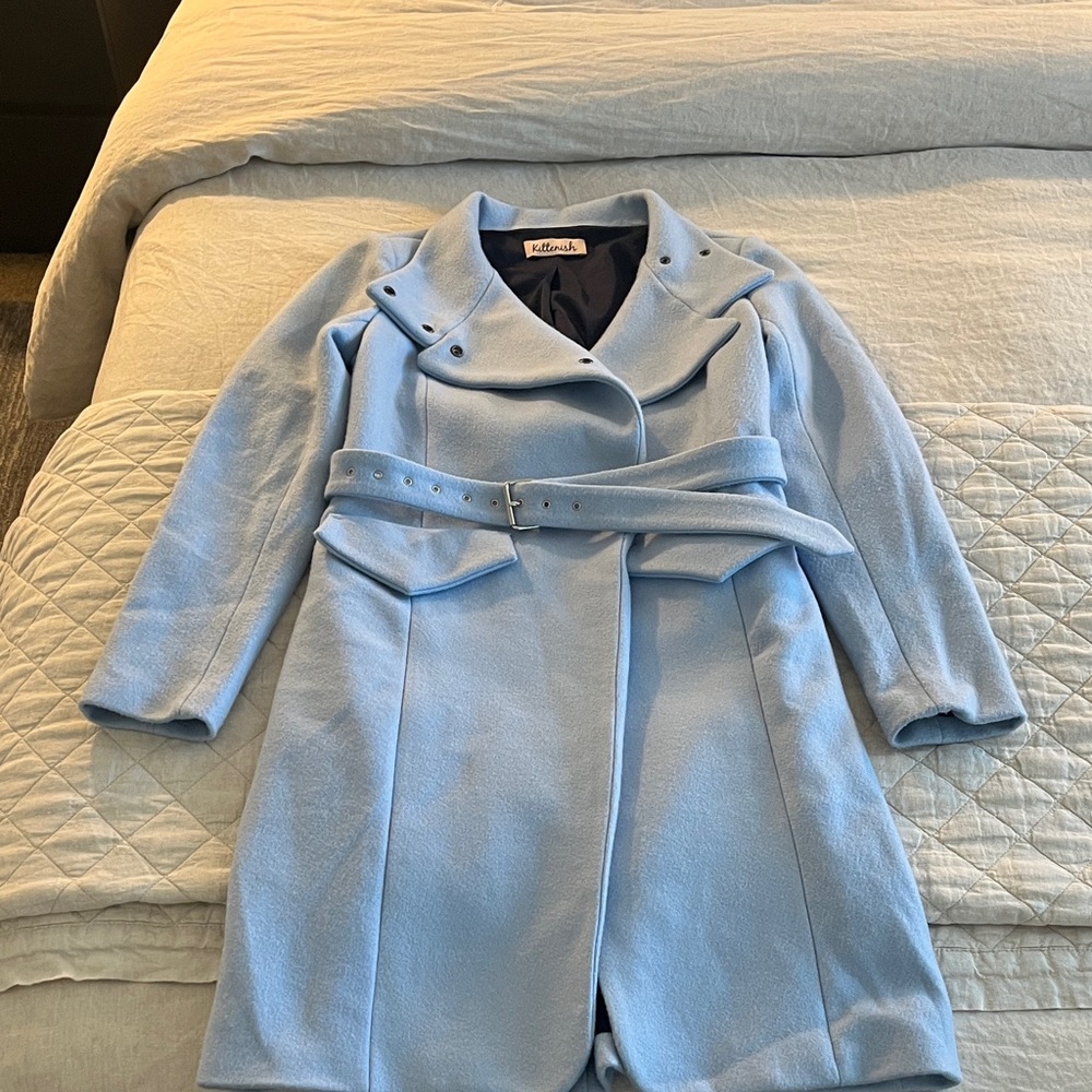 Kittenish Sky Blue Trench Coat